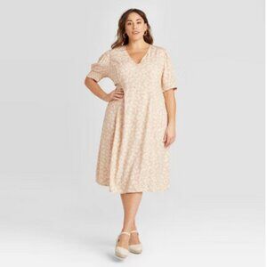 Ava & Viv Animal Print Short Sleeve Dress Pink 3X